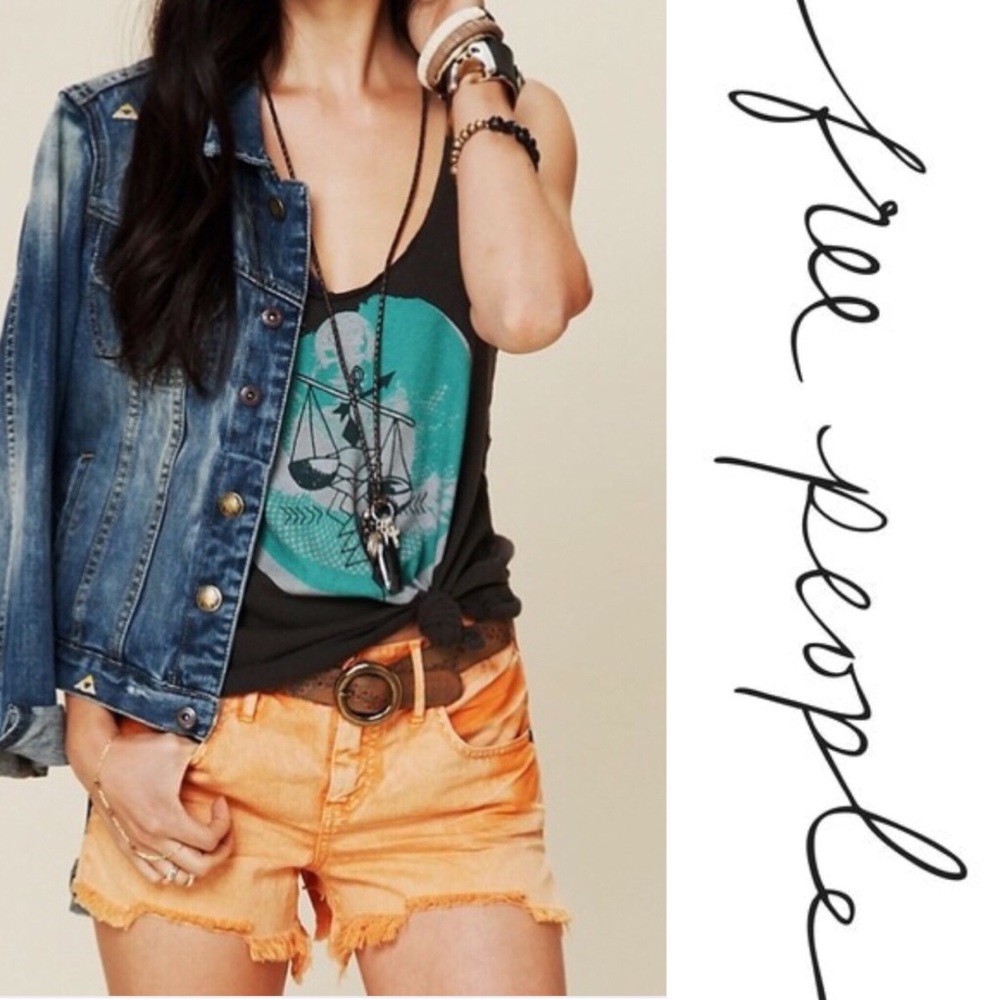 Free People Denim Cutoff Short in Orange 25